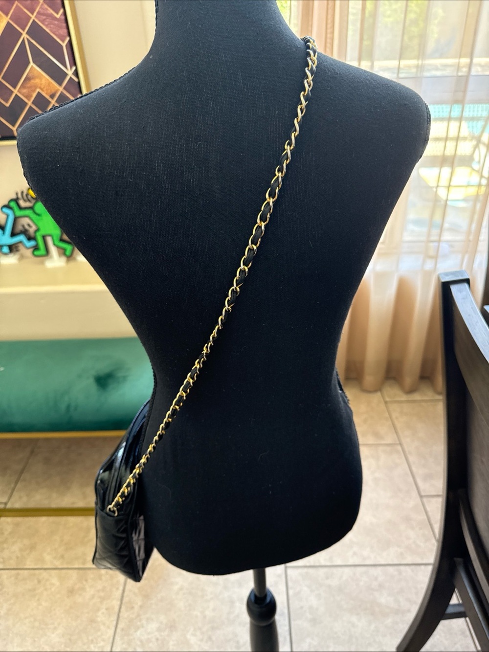 Vintage Walter Katten Classic Shiny Black Bag with Gold Chain Tassel - Picture 16 of 16